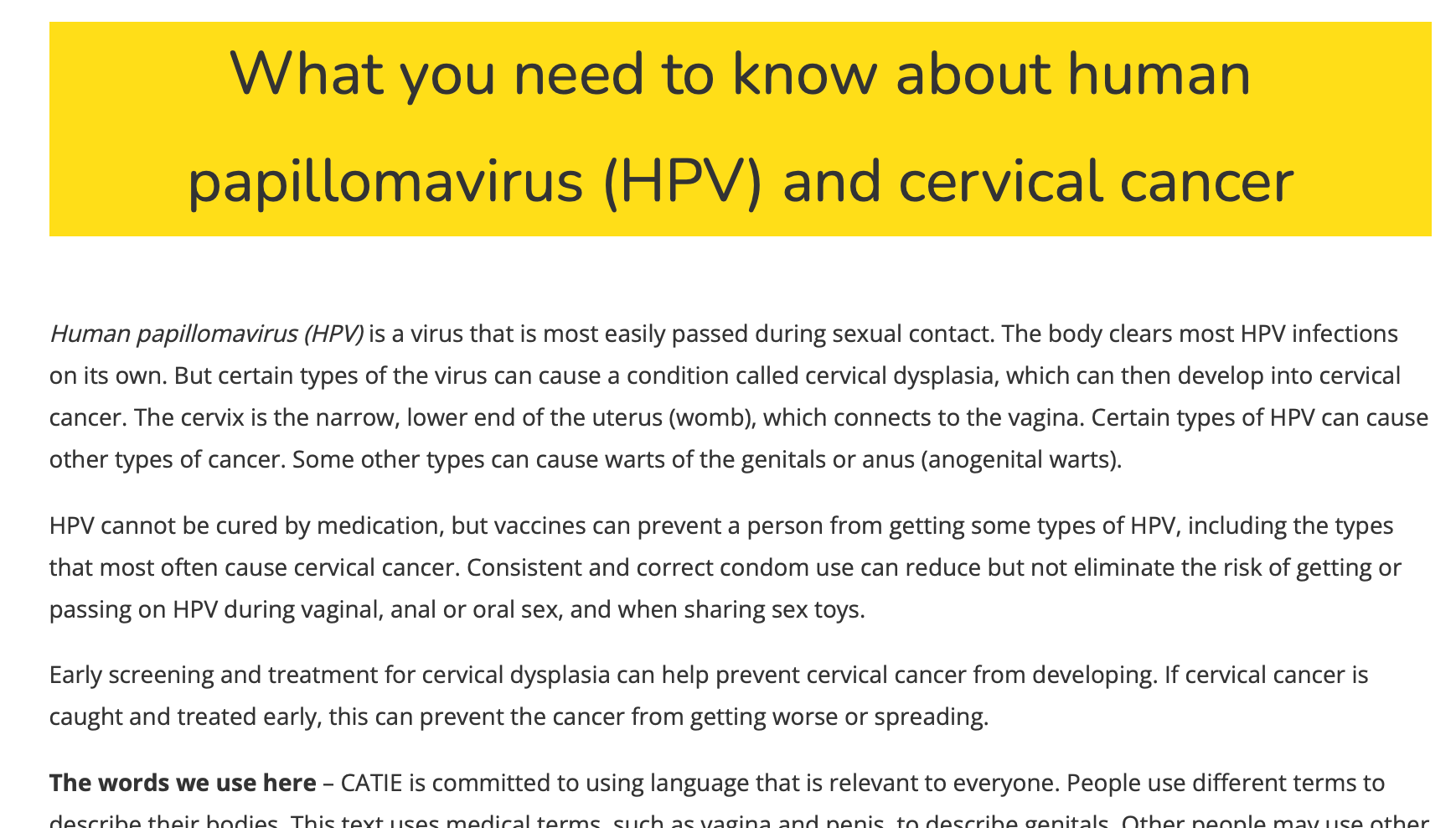 What you need to know about human papillomavirus (HPV) and cervical